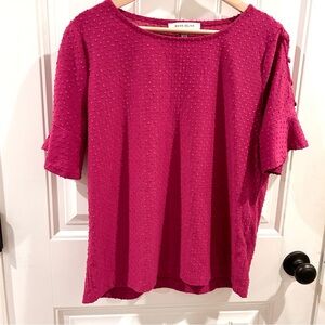 ✨Rose + Olive | Large Boho Swiss Dot Blouse | Textured Knit